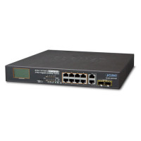 PLANET  8-portový 10/100TX 802.3at PoE + 2-portový gigabitový TP/SFP