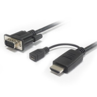 Prevodník HDMI na VGA s napájacím micro USB konektorom čierny (khcon-20)