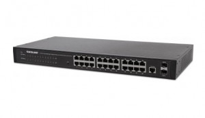Sieťový prepínač, 24-portový (RJ45), Rackmount, Gigabit, 4 SFP, Ethernet Web-Smart, 10/100/1000 Mbit /