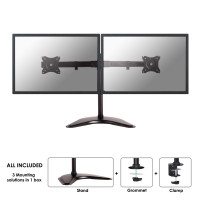 NEOMOUNTS 10-27 Inch - Flat screen desk mount - Clamp and Stand - 2 Screens - Black