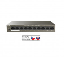 Sieťový prepínač Tenda TEF1110P-8-63W Unmanaged Fast Ethernet (10/100) černá Power over Ethernet (PoE)