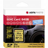 AgfaPhoto  SDXC UHS II 64GB Professional vysokorýchlostné U3 V90
