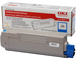 OKI  originál tonerová kazeta 43865723/C5850/C5950/MC560/MC560n/MC560dn/6000 stran/Modrá