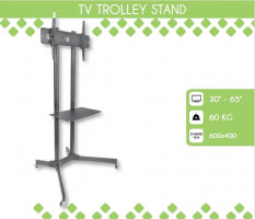 Techly mobilný stojan pre TV LCD/LED/Plazma 30" -65"60kg VESA, sklopný, police