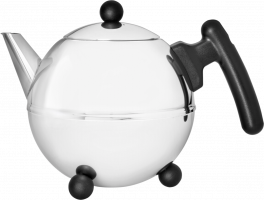 Bredemeijer Teapot Bella Ronde 0,75l čajová kanvica strieborno-čierna