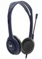Náhlavná súprava Logitech Headset na uši, káblové 3,5 mm káblové slúchadlá s mikrofónom-stredná nočná modrá