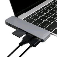 LogiLink Dual USB-C Multifunktion HUB, hliník grau