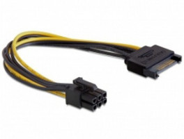 Delock kabel Power SATA 15 pin > 6 pin PCI Express, 0,21m (82924)