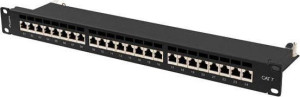 Lanberg patch panel 24 port 1U Cat.7 FTP Black PPS7-1024-B