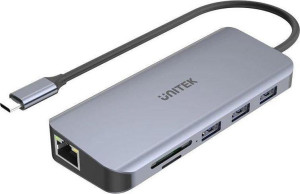 Rozbočovač rozhrania  UNITEK  D1026B USB 3.2 Gen 1 (3.1 Gen 1) Type-C 5 000 Mbit/s sivý