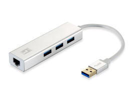 LevelOne adaptér USB3.0->GBit-LAN + USB3.0-Hub