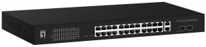 LevelOne Switch 24x GE GEP-2841 2xGSFP 19" 370W 24xPoE+