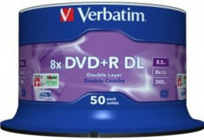 DVD + R DL Verbatim[spindle 50 | 8,5GB | 8x | matt strieborná farba surface]