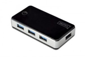 Digitus USB 3.0 Hub 4-port + napájací zdroj, čierny