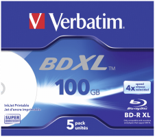VERBATIM BD-R XL 100GB, 4x, printable, jewel case 5 ks (43789)