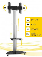 Techly mobilní stojan pro TV LCD/LED/Plasma 37"-70" VESA, pivot, nastavitelný