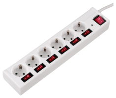 Hama Socket Line 6-fold white turnable,single Switchable