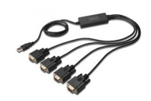 Digitus prevodník USB 2.0 na 4x sériový port, RS232, DSUB 9M, 1,5m