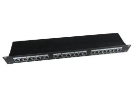 Gembird 19 &quot;patch panel 24 port 1U cat.5e s rear kábel management,čierna farba (IPA-C524-002)